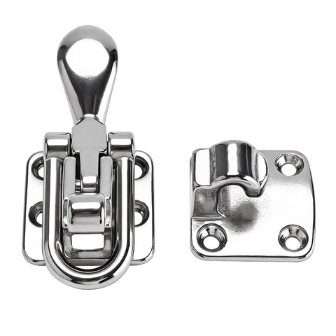 Bad To The Bone Heavy Duty Marine Grade 316 Stainless Steel Anti Rattle Lockable Hatch Latch With 90 Degree Hold Down Clamp for Boat RV Trailer Doors