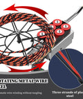 Boss Level Cordless Wall Threading Rig for Smooth Cable Pulling with a rotating metal wire reel and multi-strand wire.