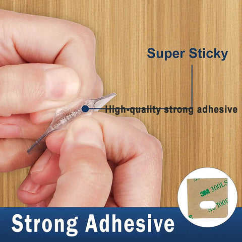 Badass Vertical Blind Repair Tabs Kit, showing super sticky clear adhesive tab being held, ideal for quick vertical blind repairs.