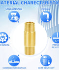 Beefy Brass Long Nipple Pipe Fitting Three Quarters NPT Male And Three Quarters NPT Male Two Inch Length Two Pack with material characteristics