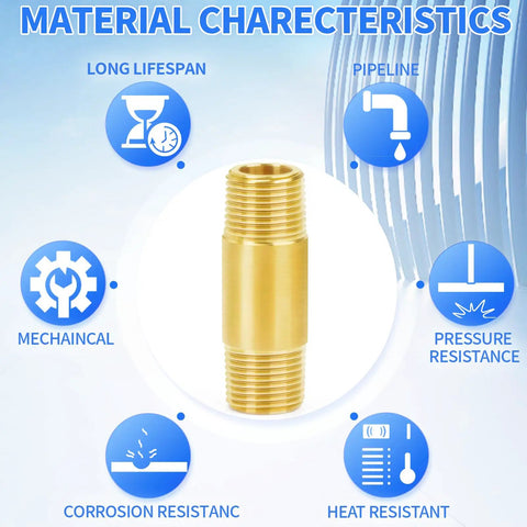 Beefy Brass Long Nipple Pipe Fitting Three Quarters NPT Male And Three Quarters NPT Male Two Inch Length Two Pack with material characteristics
