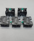 Five Snap-In Momentary Push Button Switch Contact Blocks with Screw Clamp Terminals for Industrial Control Panels.
