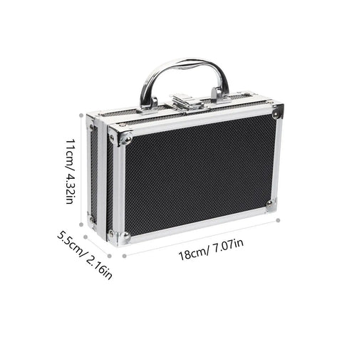 Heavy Duty Aluminum Tool Case With Dead Secure Latch And Comfy Grip Handle For Organizing Multi Purpose Large Capacity Work Gear Tablets Screws And Electronic Devices Portable Storage Box, 18x11x5.5cm