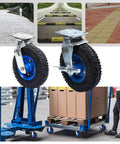 Heavy Duty Swivel Caster Wheels With Inflatable Rubber Tires Smooth Rolling Industrial Cart Casters Built Badass For Heavy Lifting 10 Inch Pneumatic Wheels And Swivel Brake 2 Pack on carts in warehouse