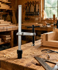 Insertion Clamp Fixture With Quick Release Bench Tool Hardened Alloy Steel Build Fast Lever Action For Carpentry Workshop And Metal Fabrication T Bar Insert Clamp 160 By 80 Base 16mm Hole Fit on a wood bench