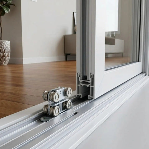 Heavy Duty Sliding Door Roller Set With Double Wheel Pulleys And Adjustable Balance Brackets for smooth glass door operation.