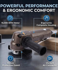 Heavy Duty Pneumatic Air Angle Grinder With 10000 RPM Motor And 110mm Disc showing ergonomic grip and composite housing.