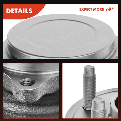 Detailed view of Pair Of Rear Wheel Bearing And Hub Assemblies With 5 Lugs For Chevy Cruze 2016 To 2019, showing steel flange and bolt design.