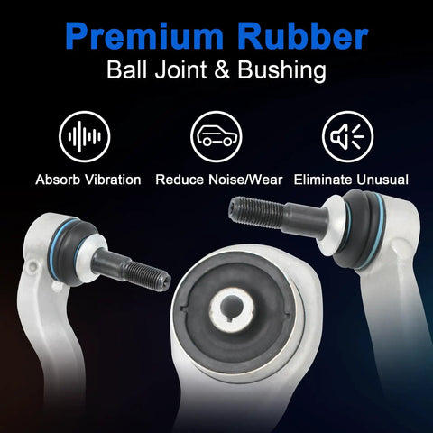 Heavy Duty Front Lower Control Arm Suspension Kit 8 Piece Set With Ball Joints Bushings For BMW F30 F31 2013 To 2018 Models rubber ball joint and bushing with logo.