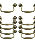 Set Of 10 Hella Sturdy Antique Bronze Cabinet Knobs And Bail Pulls With 3.1 Inch Hole Spacing Heavy Duty Zinc Alloy Construction Top Shelf Rustproof Kitchen Drawer Hardware, showing detailed bail pulls.