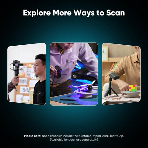 Badass Handheld 3D Scanner Delivers Tight Accuracy With Sharp Blue Light Tech For Quick Medium Scans And Dead Simple 3D Printing Workflow For Creative Pros used by users in various scanning scenarios.