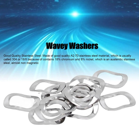100 Pcs Wave Washer Set In Stainless Steel A2 70 Grade Three Wave Gaskets For Fasteners M6 Hardware And DIY Projects For Home Garage Car Maintenance Durable Corrosion Resistant Easy Fit, M6 stainless wave washers