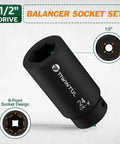 Image of 1/2-inch drive balancer socket, 6-point design, part of Crank Bolt Socket Set For Deep Six Point Harmonic Balancer Sockets.