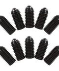 10 Piece Heavy Duty Carbon Steel Set Screws With Spring Loaded Ball Gripper Ends For Rock Solid Clamping In Vehicle Maintenance Office Gear And DIY Work Reliable Socket Grub Bolts arranged in a circle.