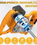 Close-up of Badass Cordless Post Hole Digger Auger Bit Boosts Your Rig To 40V Power showcasing high-power brushless motor.