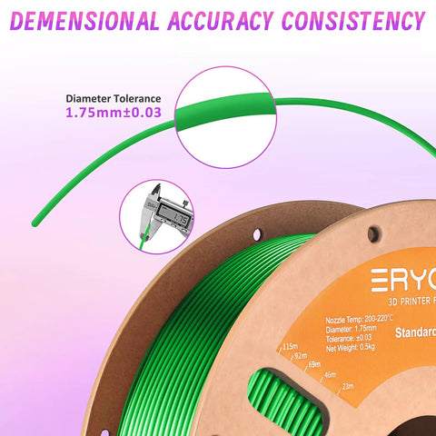 Premium Flexible TPU 3D Printer Filament 1.75Mm Precision 95A Soft Rubber Toughness in green color on a spool with measurements.