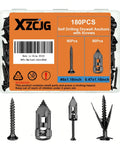 Heavy Duty Self Drilling Drywall Anchors With Screws For Hanging Shelves Mirrors Picture Frames Artwork Clocks kit, 180pcs in clear case.