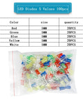 Badass Electronic Component Kit 1615 Pcs featuring 100 LED diodes in five colors, size 5MM, ideal for tinkering projects.