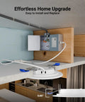 Six Pack 4 Inch LED Recessed Lights Slim Canless Ceiling Fixtures installation with visible junction box detail