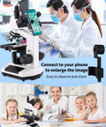 All In One Binocular Compound Microscope Kit For Kids And Grownups With WF10x And WF25x Eyepieces, 2x Magnifiers shown in use in lab