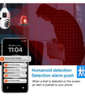 Image showing Dual Lens Indoor Wireless Security Camera Featuring Straight Up Crystal Clear Video And Kickass 360 Pan Tilt With Full Color Night Vision Smooth Dual Band WiFi Streaming And Legit Motion Tracking Alerts For Solid Home Protection with humanoid detection alerts on a smartphone.