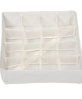 Sturdy Fabric Drawer Organizer Box With Segmented Compartments For Socks Underwear And Clothing Sorter Prime Home Setup shown from above, beige fabric with mesh dividers.