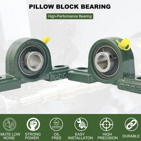 Close-up of 2 Pack UCP202-10 Pillow Block Bearings 5 8 Inch Bore Self Aligning Mounted Housings with durable cast iron structure.