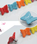Top Shelf Red Butterfly Cabinet Knobs And Vintage Drawer Pulls Set Of Six With Glossy Ceramic Finish And Zinc Alloy Base, colorful butterfly designs.
