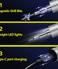Tiny But Mighty Mini Electric Screwdriver Kit 69 In 1 Cordless Precision Tool with LED Light and Magnetic Positioning Plate Type C Charging features.
