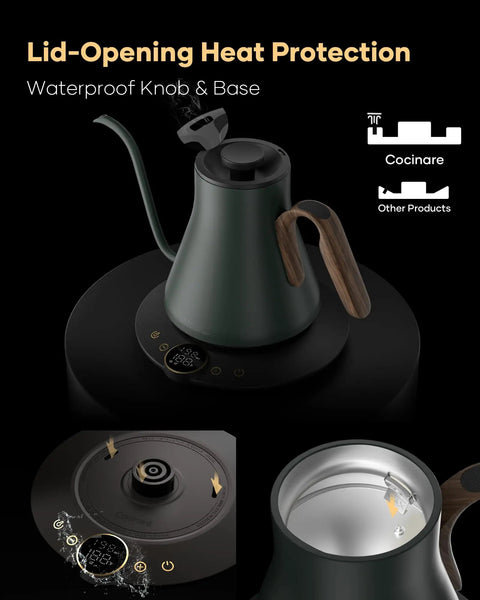 Gooseneck Electric Kettle with 1 Degree Temperature Control 1500W Fast Heating Pour Over Coffee and Tea Kettle in Delacroix Green