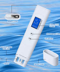Straight Up Reliable Water Quality Tester Pen Checks Cod Toc Uv275 Ec Tds Salinity Gh Sg And Water Temp For Pool Rv Well And Aquarium With Bright LCD Screen, showing compact design and key features.