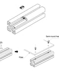 Built Strong 50Pack M5 TSLOT Nuts For Aluminum Extrusion Systems Hammer Head Sliding Fasteners With Nickel Plated Steel Finish diagram showing installation on 4040 profiles.