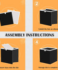 Assembly instructions for Kjdsxld Fabric Storage Bin Collapsible With Handles For Organization A457, showing steps to unfold and complete setup.