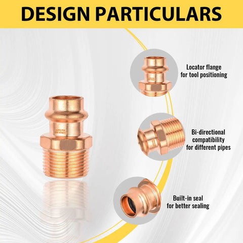 Must-Have 40 Pack 1-1/4 Inch Male NPT To 1 Inch Copper Press Adapter Set with design features displayed