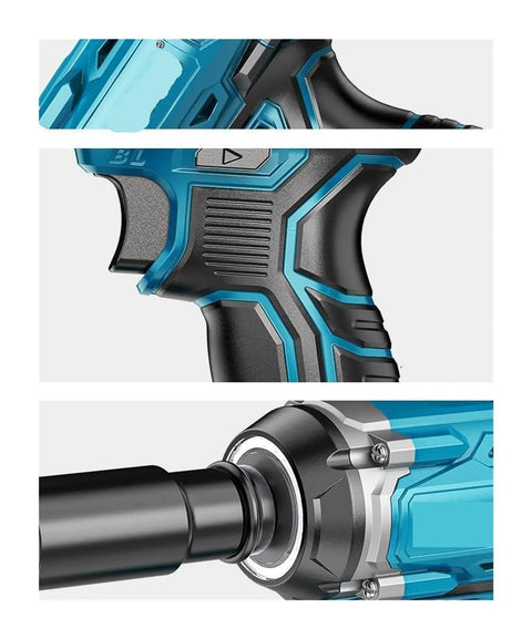 Heavy Hitter Cordless Brushless Impact Wrench With Rock Solid High Torque Output handle and socket detail showing ergonomic design.