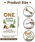 One Happy Camper 50 Pack First Birthday Thank You Tags With Twine Forest Bear Campfire Tent Theme size details and features