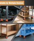 Height Adjustable Stem Leveling Casters With Ratchet Handle, Includes Half Inch And M12 Stem Sizes, shown on various carts