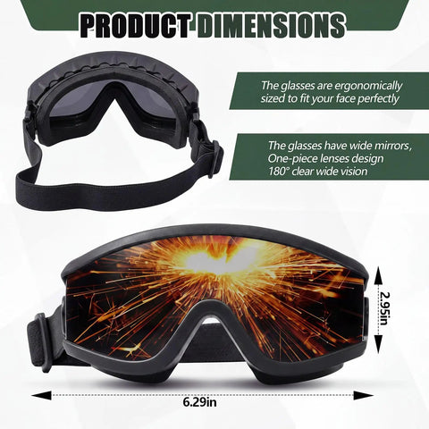Built Tough Welding Goggles With Shade 8 Infrared Lens And 180 Degree Wide View Angle for secure fit and clear vision.