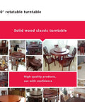 Premium Solid Wood Lazy Susan Turntable Smooth Rotating Serving Tray For Dining Room Kitchen Counter Party Buffet in various settings.