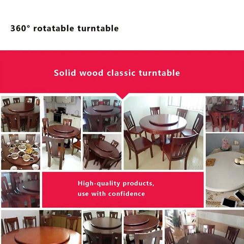 Hella Sturdy Solid Wood Lazy Susan Turntable For Kitchen Tables offers smooth rotating serving action on classic round wooden tables.
