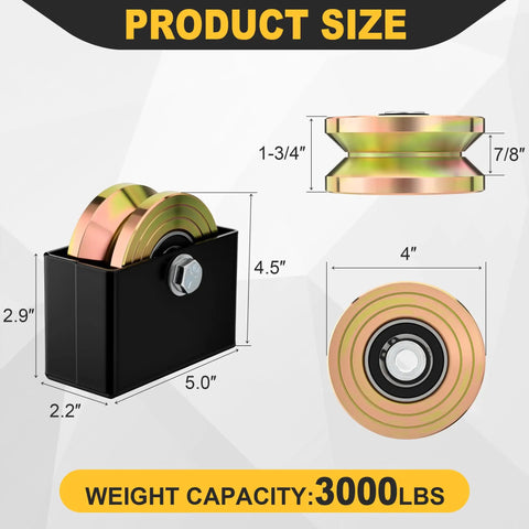 Heavy Duty 4 Inch V Groove Sliding Gate Rollers Built Like A Tank Handles 3000 Lbs Without Breaking A Sweat dimensions illustration