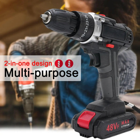 Rock Solid Cordless Drill Driver With 21 Volt Battery And Dual Gear Transmission Delivers Knockout Impact At 5400 Bpm And 1450 Rpm for versatile tasks.