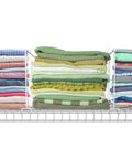 Eight Pack Heavy Duty Wire Shelf Dividers To Keep Your Closet Space Square And Spotless No More Topple Junk Slick Steel Rack Separators, organized folded clothes on wire shelf.