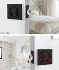 Matte Black Pocket Door Lock Set For Sliding Doors Square Pocket Door Hardware Kit Fits 2-1/8 Round Bore Hole shown installed