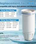 Four Pack Replacement Water Filter For Zero Pitcher And Dispenser Models ZR 001 ZR 004 ZP 006 ZR 017 Multi Stage Filtration.