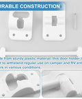 Top Shelf Six Inch T Style Entry Door Keeper Holds Your Camper Or Rv Outer Wall Tight While Keeping The Main Entrance Free For Hot Grills And Weekend Campouts, durable plastic door holder with mounting hardware.