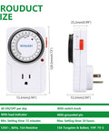 Straightforward Setup 24 Hour Mechanical Plug In Timer With Multiple On Off Cycles, 15 Amp, side view with dimensions.
