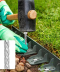 Installing Pro Grade 50 Pack Landscape Fabric Stakes With Gaskets, 8 Inch Galvanized Spiral Turf Nails For Artificial Grass