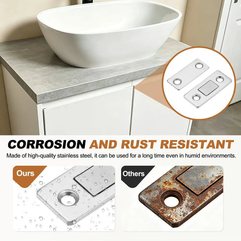 Ultra Thin Stainless Steel Cabinet Door Magnets With Adhesive Backing No Drill Required 4 Pack Magnetic Door Catches comparison