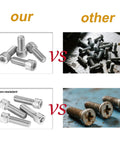 Comparison of 25 Pack 304 Stainless Steel Socket Head Cap Screws 4 40 Thread By 1 1/8 Inch Long versus inferior screws.